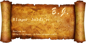Blayer Jolán névjegykártya
